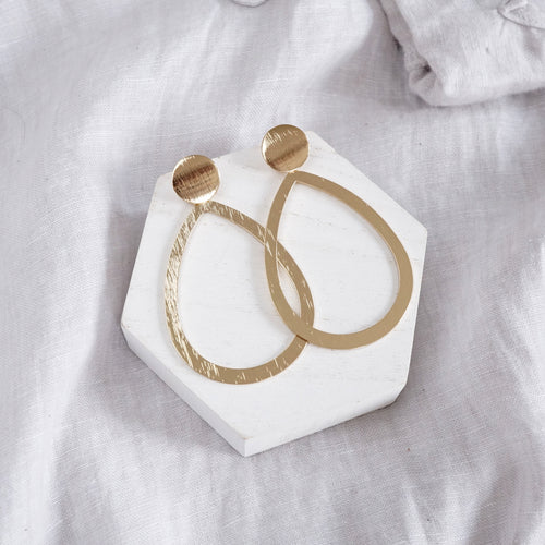 Teardrop Shape Statement Earrings – Gold Tone