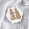 Elongated Abstract Statement Earrings – Gold Tone