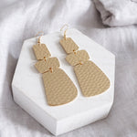 Elongated Abstract Statement Earrings – Gold Tone