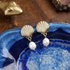 Ocean Whispers – Gold Seashell Earrings with Pearl Drops