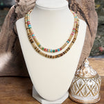 Beaded Toggle Necklace – Colorful Natural Stone & Gold-Tone Rondelle Beads