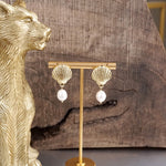 Ocean Whispers – Gold Seashell Earrings with Pearl Drops