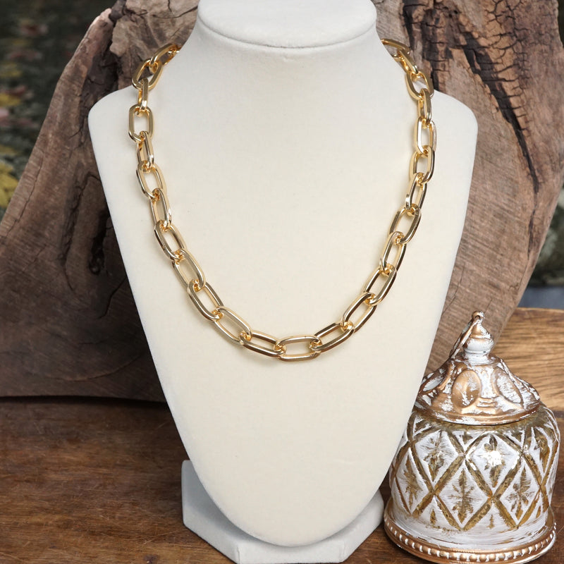 Chunky Cable Chain Necklace in Gold Tone