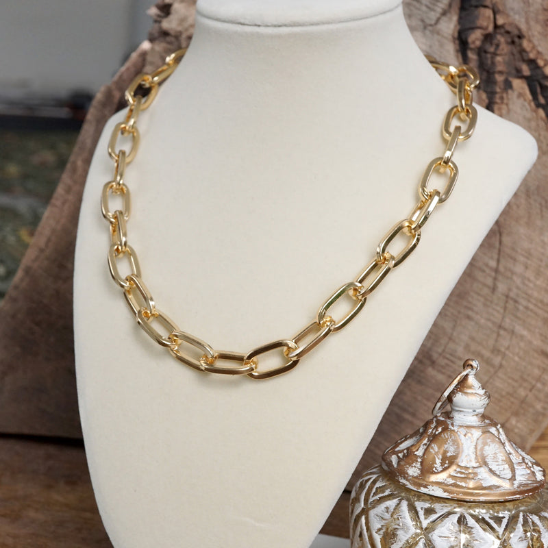 Chunky Cable Chain Necklace in Gold Tone