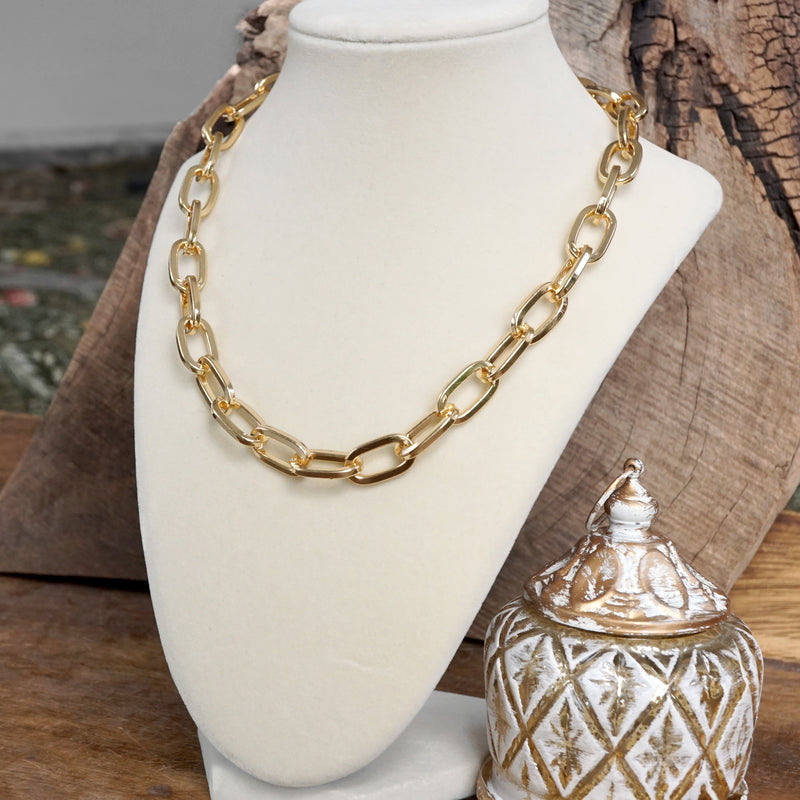 Chunky Cable Chain Necklace in Gold Tone