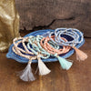 Boho Brights – Set of 4 Stretchy Wooden Bead Bracelets with Tassel