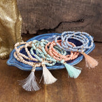 Boho Brights – Set of 4 Stretchy Wooden Bead Bracelets with Tassel