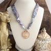 Eagle’s Emblem – Golden Coin Necklace with Gray Scarf Tie