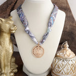 Eagle’s Emblem – Golden Coin Necklace with Gray Scarf Tie