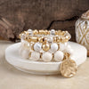 Boho Beads Coin Bracelets Statement set in Cream