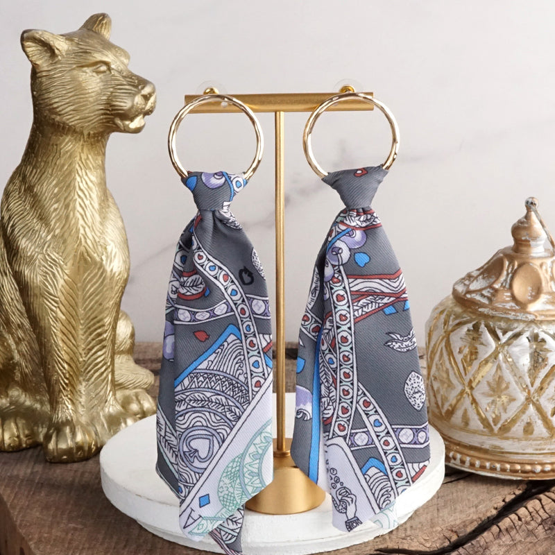 Wild Whimsy – Statement Fabric Tie Hoop Earrings