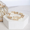Pearls & Antique Gold Tube Beaded Bracelet Set – Effortless Elegance