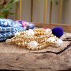 Golden Glow – Set of 5 Pearl and Gold Bead Statement Bracelets