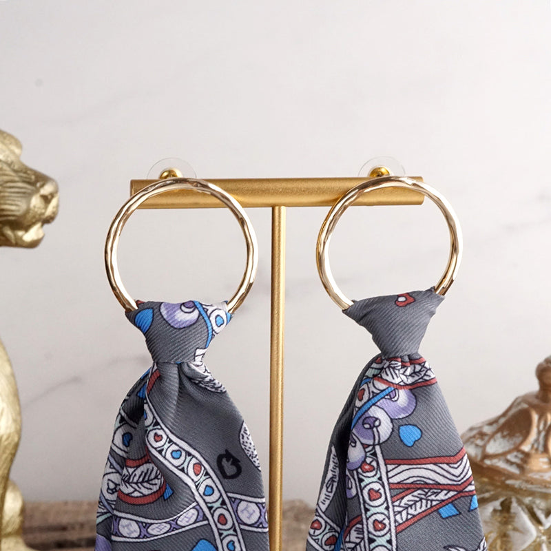 Wild Whimsy – Statement Fabric Tie Hoop Earrings