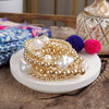Golden Glow – Set of 5 Pearl and Gold Bead Statement Bracelets