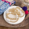 Golden Glow – Set of 5 Pearl and Gold Bead Statement Bracelets