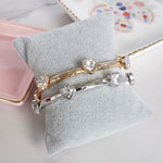 Heart Faceted Crystals Stretchy Stackable Station Bangles – Gold & Silver Tone