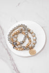 Boho Beads Coin Bracelets Statement set in Grey