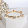 Heart Faceted Crystals Stretchy Stackable Station Bangles – Gold & Silver Tone