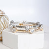 Heart Faceted Crystals Stretchy Stackable Station Bangles – Gold & Silver Tone