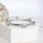 Heart Faceted Crystals Stretchy Stackable Station Bangles – Gold & Silver Tone