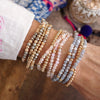 Glass Gleam – Set of 4 Faceted Glass & Gold Bead Stretch Bracelets