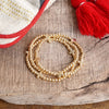 Mini Sideways Cross Bracelet Set Ball Beads Gold Tone