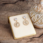 Starlit Relics – Coin & Crystal Drop Earrings