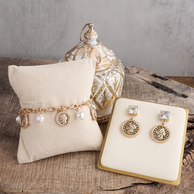 Starlit Relics – Coin & Crystal Drop Earrings
