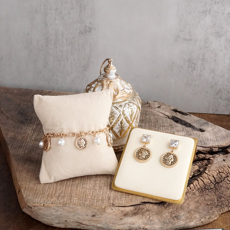 Starlit Relics – Coin & Crystal Drop Earrings