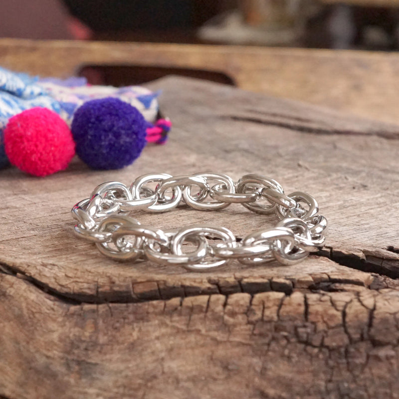 Chunky Chain Stretchy Bracelet Gold Silver Tones