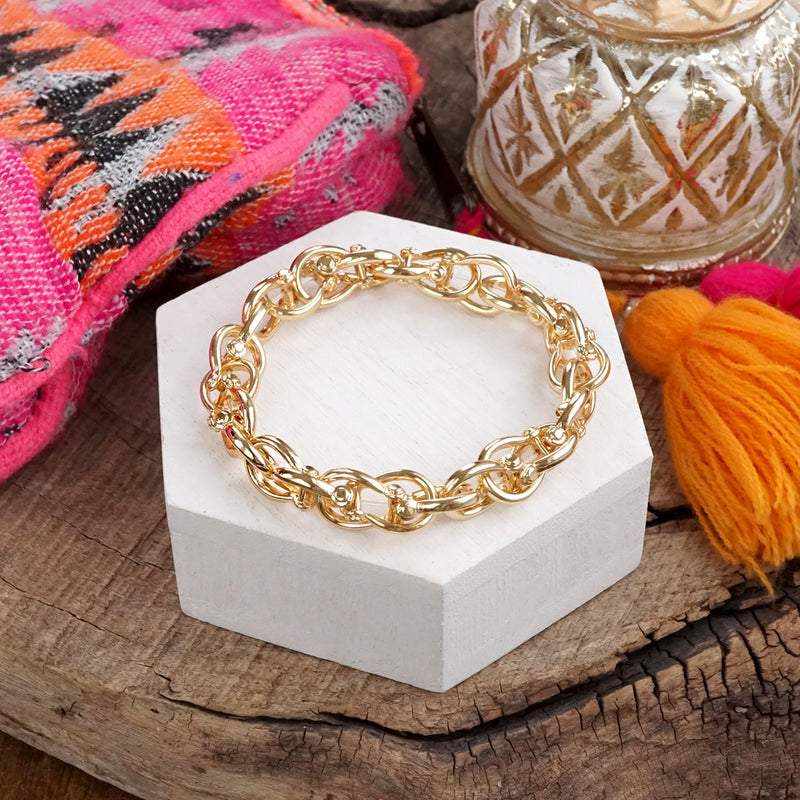 Bold Links – Stretchy Shackle Chain Bracelet in Gold or Silver