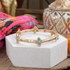 Sun-Kissed Shine – Medallion Stretchy Bangle with Pearl or Turquoise