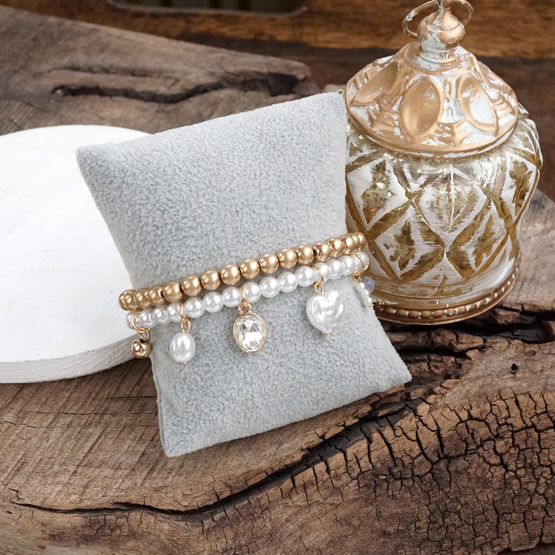 Charmed Light – Mixed Charm &amp; Beaded Stretchy Bracelet Set