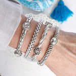 Silver Prairie Crystal Boho Stretch Bangles