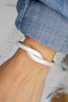 Timeless tie design cuff Bracelet Bangle in silver tone with hinge