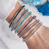Western Sparkle Stretchy 3 Bangle Set – Silver Tone Crystals Pink & Blue