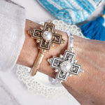 Boho Cross Drop Statement Bangles – Gold & Silver Tones
