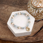 Whispering Light – Mixed Bead Bracelet with Golden Coin Charm