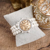 Gracebound – Cross Coin & Chunky Pearl 3-in-1 Statement Bracelet in Mixed Metals