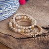 Beaded Bracelet Set Clover Semi Precious Metal Glass Beads Gold tone Neutral Brown