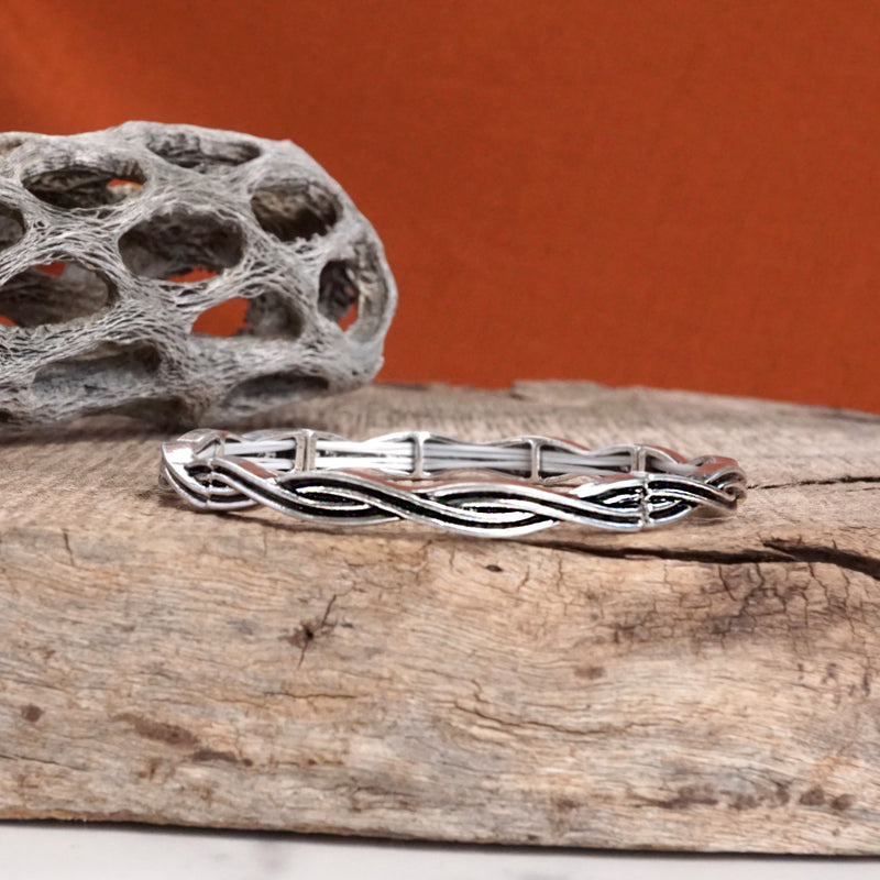 Desert Dream Stretch Bangles – Silver-Toned Western Glam with Crystal Kisses