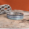 Western Sparkle Stretchy 3 Bangle Set – Silver Tone Crystals Pink & Blue
