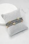 Mini Sideways Cross Bracelet stack Glass and gold metal beads