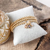 Golden Ball Beaded Stretch Bracelet Stack With Baguette Crystals – Clear Black Pink