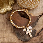 Golden Keepsakes – Charm Cluster Stretch Bracelet with Beads & Stones