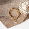 Golden Ball Beaded Stretch Bracelet Stack With Baguette Crystals – Clear Black Pink