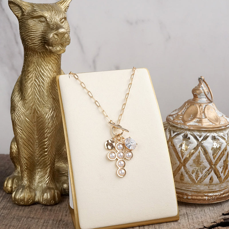 Grace Notes – Dainty Charm Cluster Necklace on Paperclip Chain