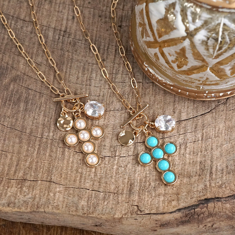 Grace Notes – Dainty Charm Cluster Necklace on Paperclip Chain