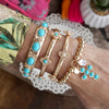 Golden Keepsakes – Charm Cluster Stretch Bracelet with Beads & Stones